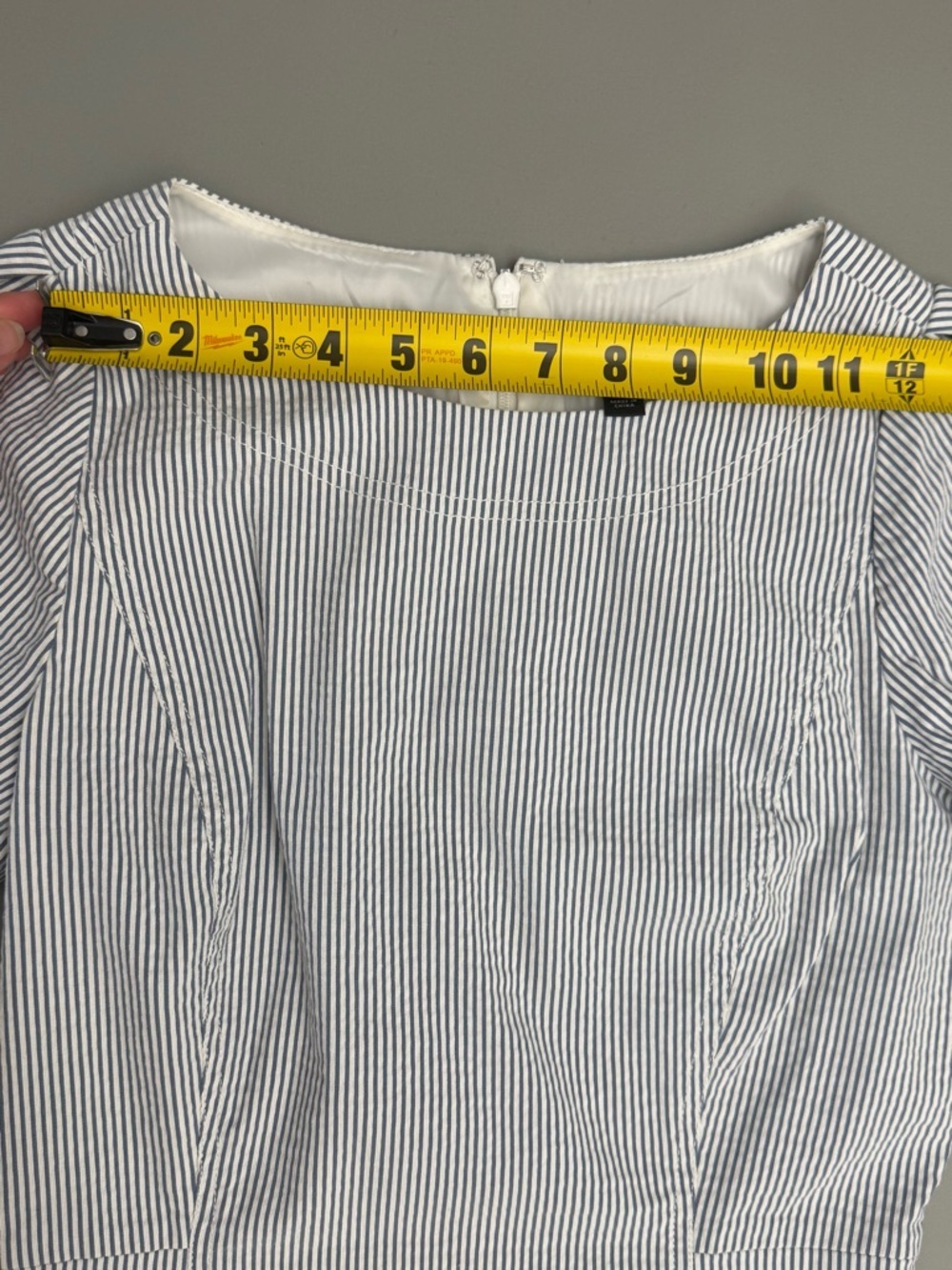 J. Crew Blue and White Striped Midi Seersucker Dress Size 4 - Picture 10 of 10